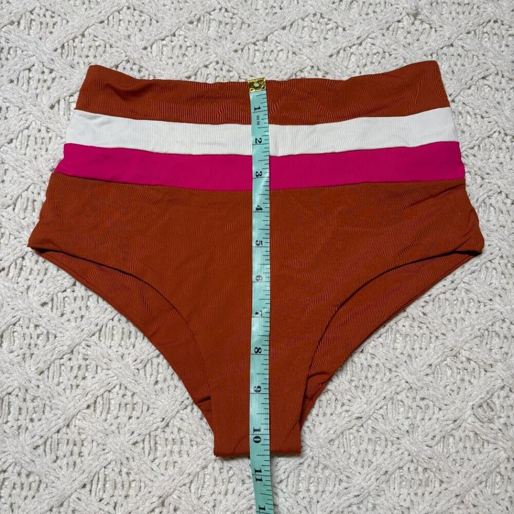 L*Space Portia Bikini Bottom Brown Pink White – Women’s S NWOT w/hygiene sticker
